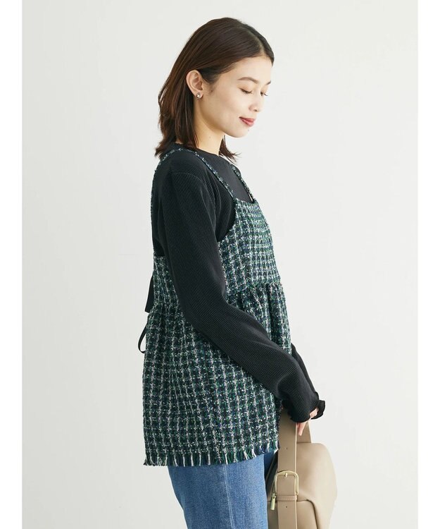 Green Parks ・ＥＬＥＮＣＡＲＥ　ＤＵＥ　ツイードバックリボンキャミ Green