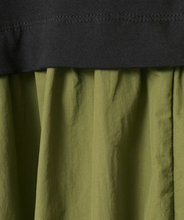 Green Parks ナイロンドッキングロゴワンピース Black