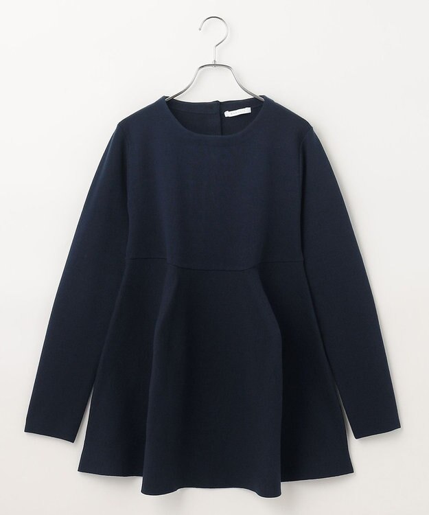 #Newans 【洗える】フォルムペプラムチュニックニット ネイビー