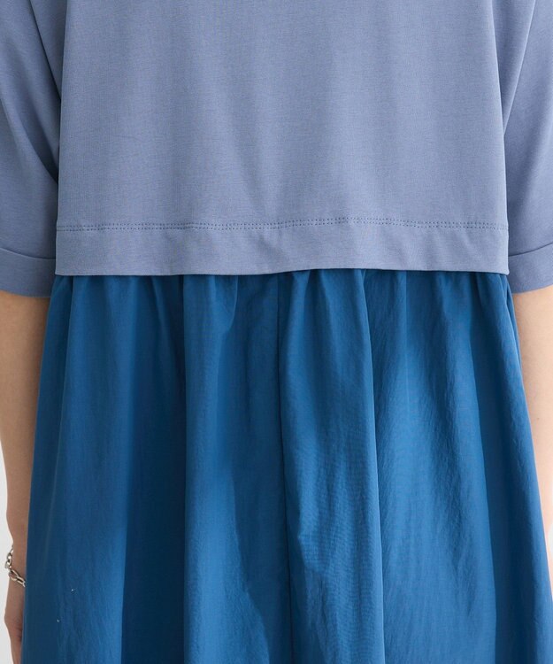 Green Parks ナイロンドッキングロゴワンピース Blue