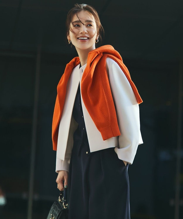 自由区 【洗える】コットンポリミドルゲージ ニット オレンジ