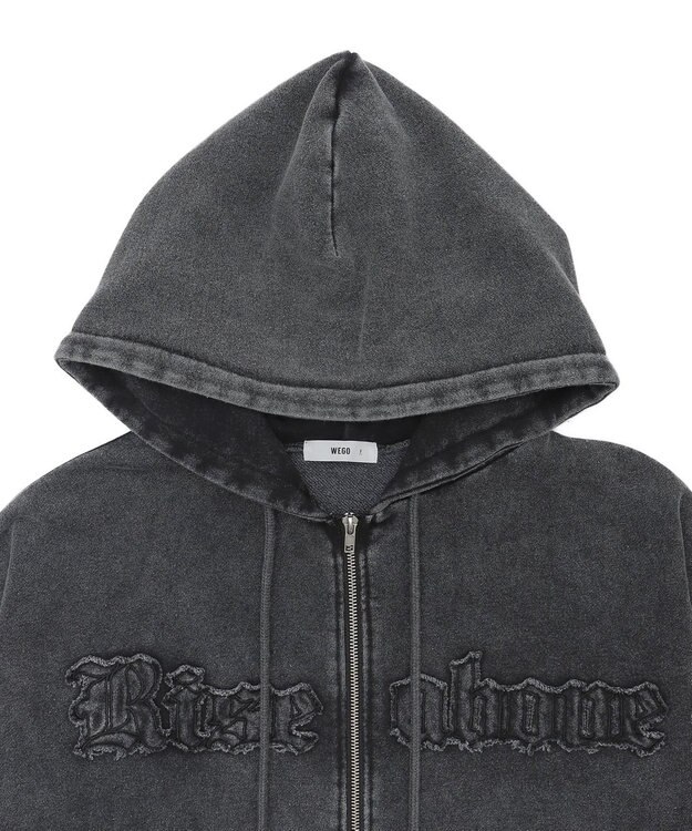 WEGO ロゴヴィンテージウォッシュジップパーカー スミクロ