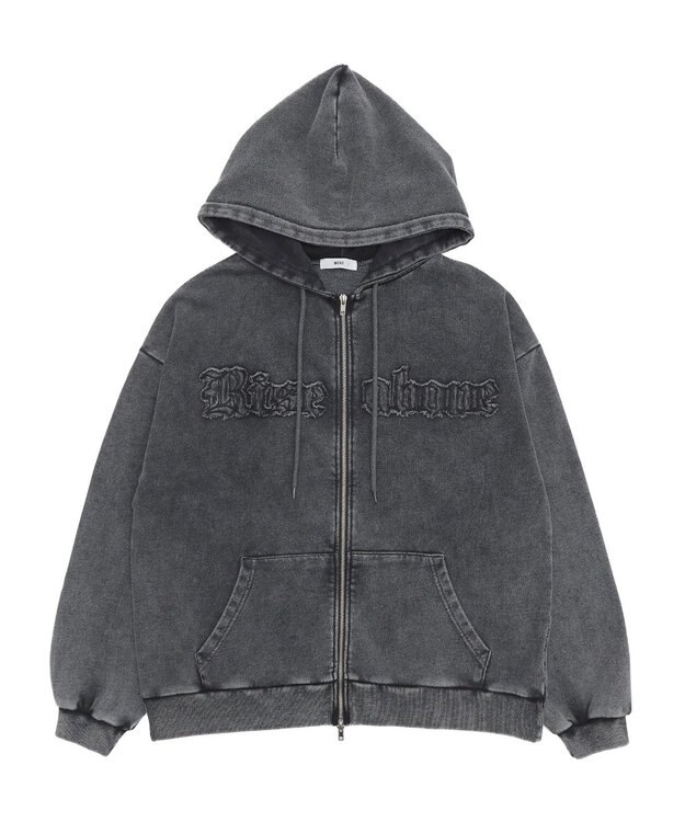 WEGO ロゴヴィンテージウォッシュジップパーカー スミクロ