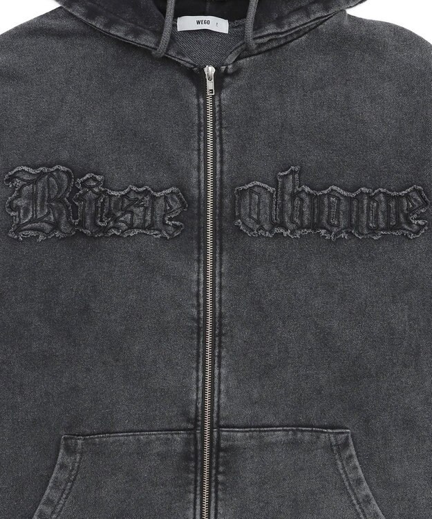 WEGO ロゴヴィンテージウォッシュジップパーカー スミクロ