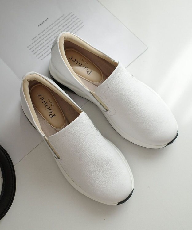 Pointer 日本製 本革スリッポン ホワイト