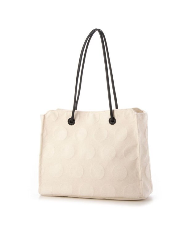 Y'SACCS ヒートエンボス ポルカドットキャンバストートSサイズ ブラック