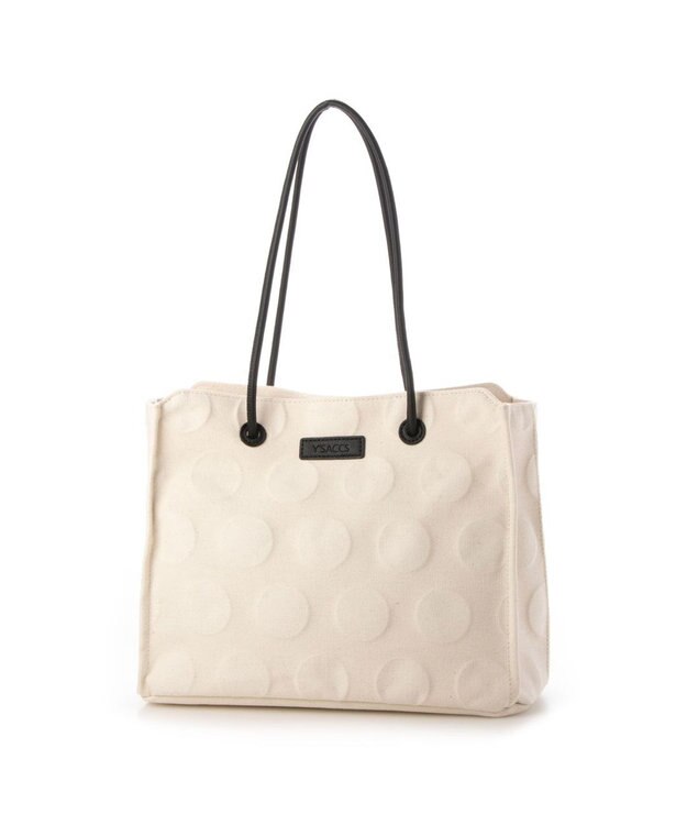 Y'SACCS ヒートエンボス ポルカドットキャンバストートSサイズ ブラック