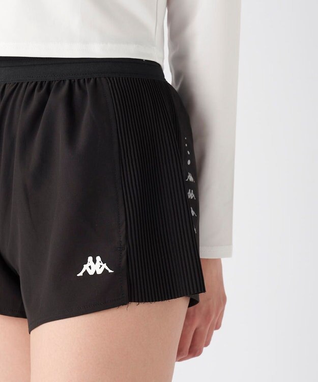OP／FILA 【Kappa】プリーツ スポーツショートパンツ ブラック