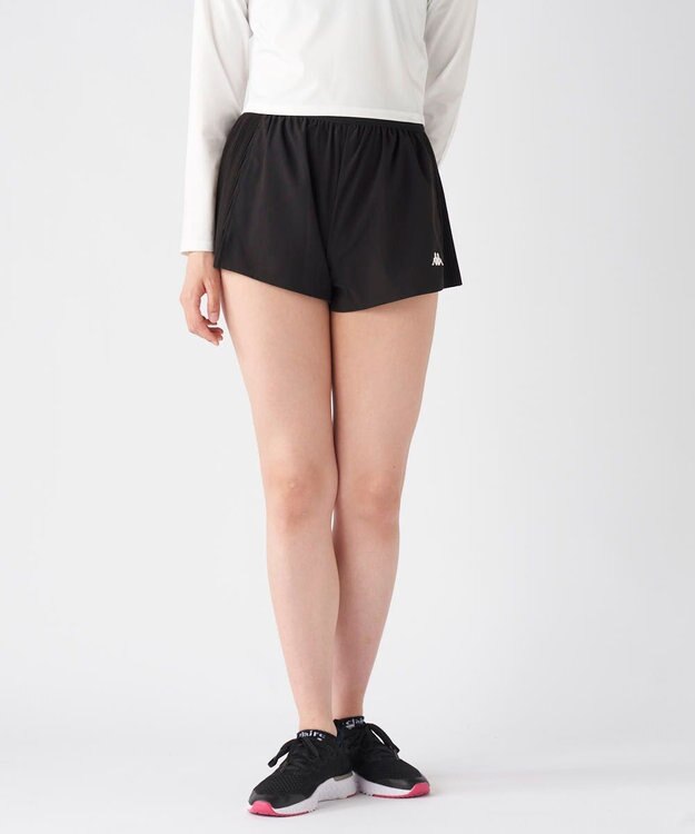 OP／FILA 【Kappa】プリーツ スポーツショートパンツ ブラック