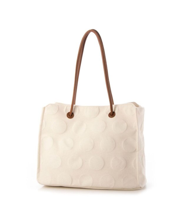 Y'SACCS ヒートエンボス ポルカドットキャンバストートSサイズ キャメル