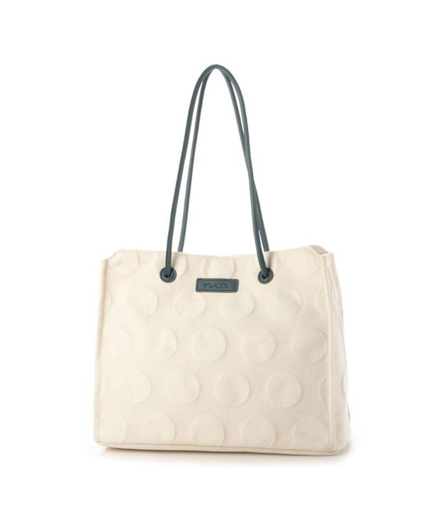 Y'SACCS ヒートエンボス ポルカドットキャンバストートSサイズ ブルー