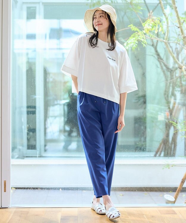 ANY 【ウエストゴム】イージーケアライトストレッチテーパードパンツ ダルブルー