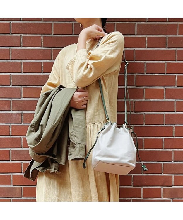 UNBILLION perche パラフィン防水キャンバスドロストショルダーバッグ グレーグリーン