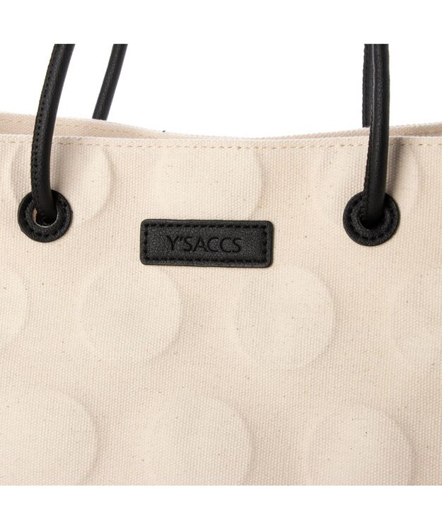 Y'SACCS ヒートエンボス ポルカドットキャンバストートSサイズ ブラック