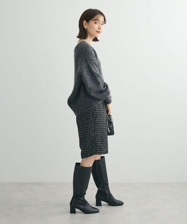 Green Parks 毛ふきシャギーＶネックカーディガン Dark Gray