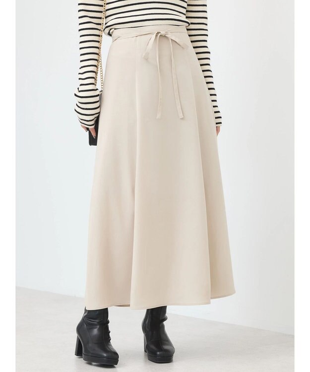 earth music&ecology リボンフレアスカート Beige