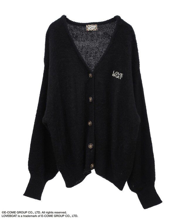 Green Parks ■ＬＯＶＥ　ＢＯＡＴ　ロゴ刺繍ニットカーディガン Black