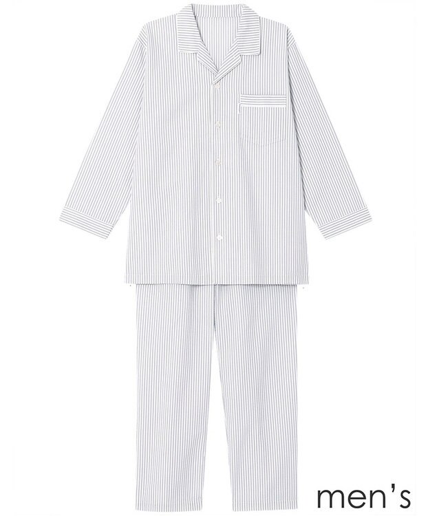 ワコール／睡眠科学 メンズ パジャマ 長袖 長ズボン 綿100%(本体) サッカー素材 YGX345 睡眠科学／ワコール グレー
