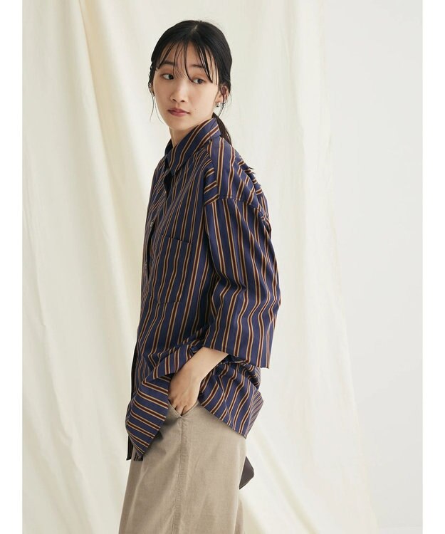 CRAFT STANDARD BOUTIQUE レギュラーカラーシャツ Stripe Navy