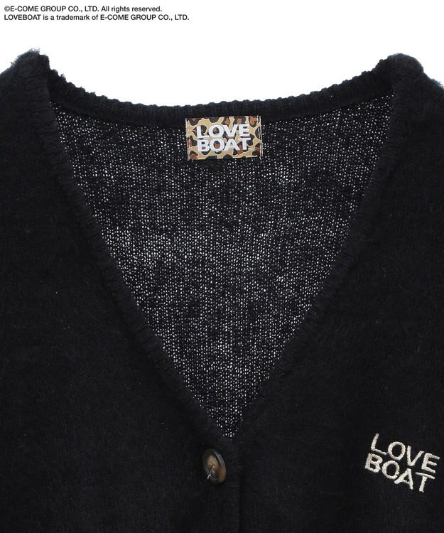 Green Parks ■ＬＯＶＥ　ＢＯＡＴ　ロゴ刺繍ニットカーディガン Black