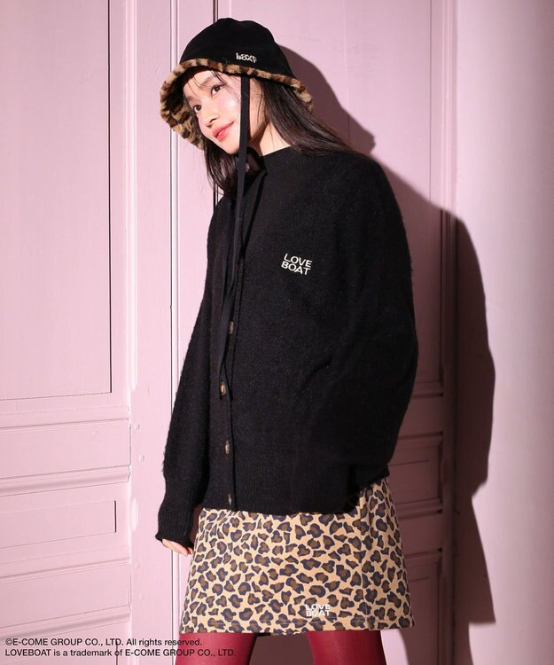 □LOVE BOAT ロゴ刺繍ニットカーディガン / Green Parks