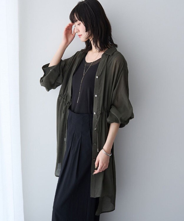YECCA VECCA シアー2way袖バルーンチュニック Charcoal Gray