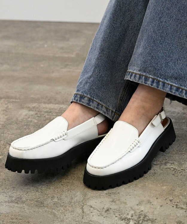 APOM プラットフォームスリングバックモカシン40 ホワイトG