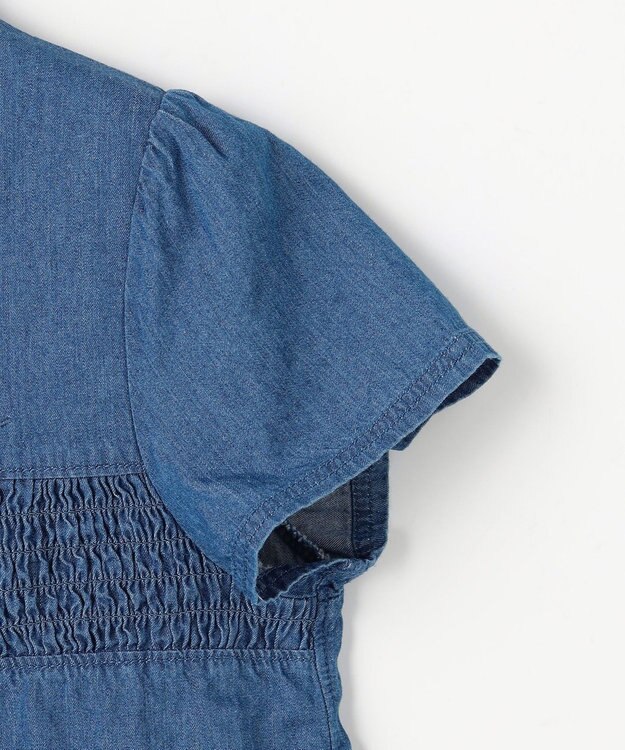 組曲 KIDS 【150-160㎝】 フラワーボタンデニムワンピース ネイビー