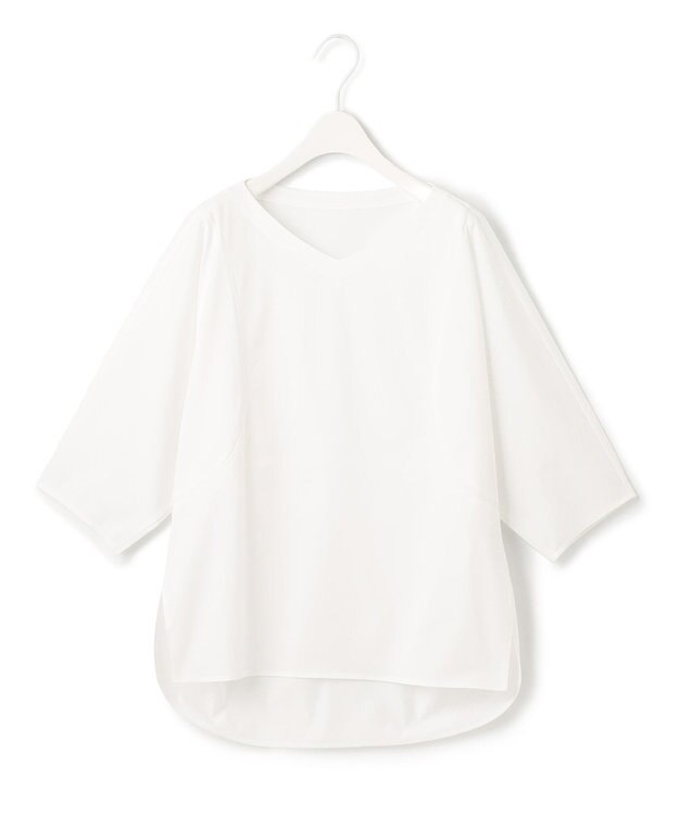 ICB 【洗える】 ブラウスライクジャージー ドルマンスリーブカットソー オフホワイト系