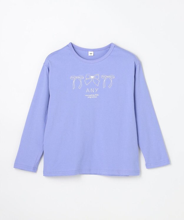 ANY KIDS 【Good Price】 ANY刺繍 長袖Tシャツ ラベンダー