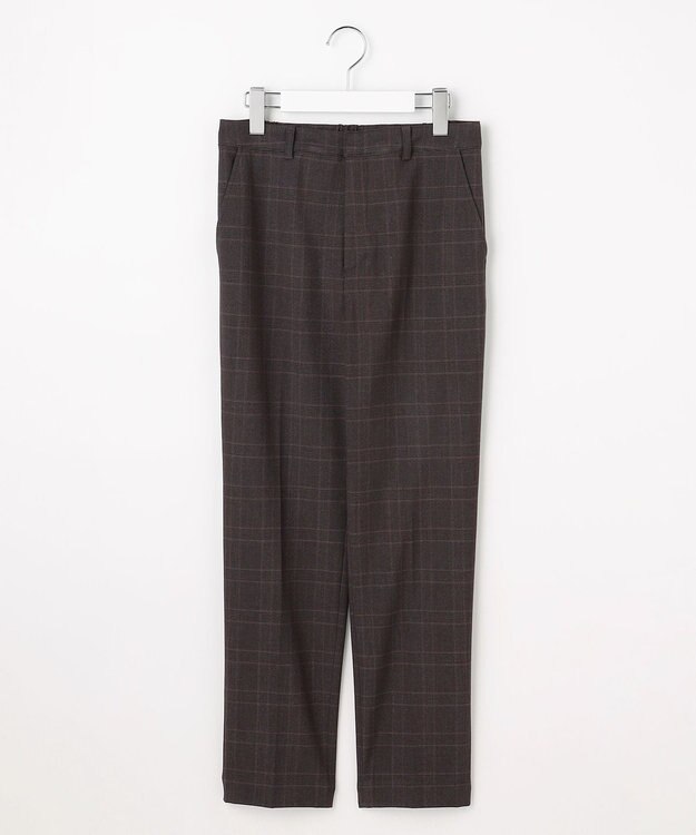 J.PRESS LADIES L アルガンシルク チェック テーパード パンツ チャコールチェック系