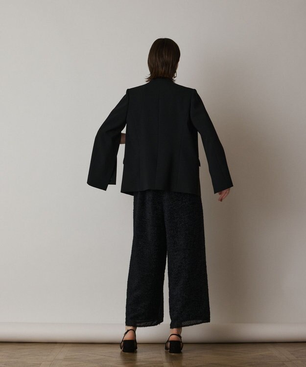 GRACE CONTINENTAL ダブルクロスノーカラージャケット ブラック