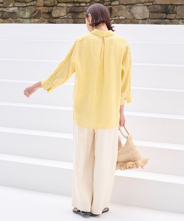 自由区 【XSサイズ～/洗える/セット可】キュプラリネンシャンタン ワイドパンツ アイボリー系