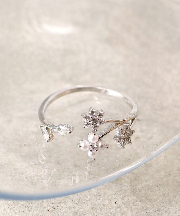 Tiaclasse ボタニカルモチーフストーンリング シルバーA