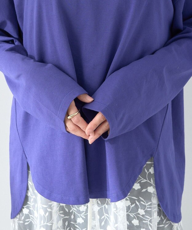 earth music&ecology ラウンドルーズロンＴ Blue