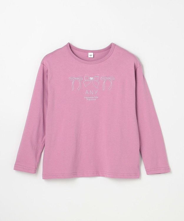 ANY KIDS 【Good Price】 ANY刺繍 長袖Tシャツ ローズピンク