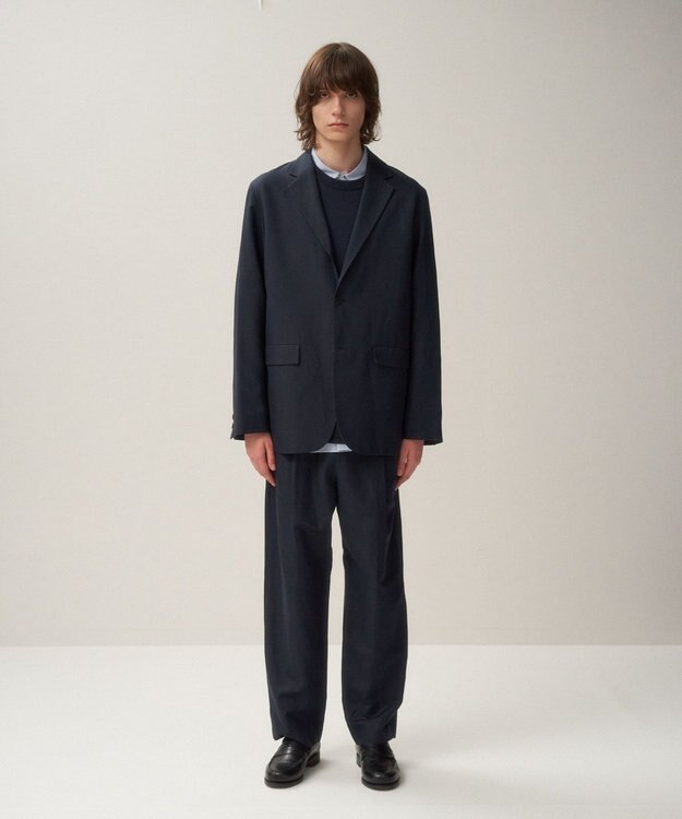 ATON SILK WASHI TWILL | ワイドパンツ - UNISEX NAVY