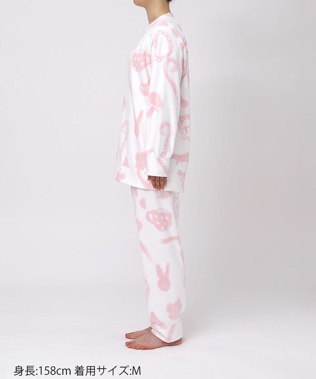 tsumori chisato SLEEP ツモリチサト パジャマ マイクロフリース素材(本体) あったか 長袖 長ズボン レディース UDW403 /ワコール クリーム