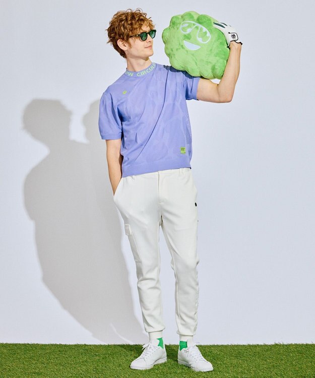 PW CIRCULUS 【手洗い可能】【MEN】アニマルドットニットモック ゴルフ パープル系