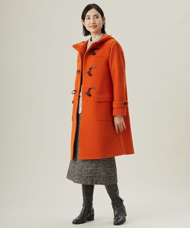 J.PRESS LADIES Jackal 140sソフトメルトン ダッフルコート オレンジ系