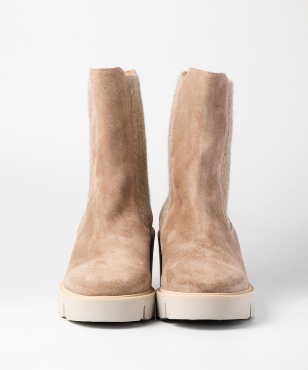 BONTRE 【LucaGrossi/ルカグロッシ】厚底サイドゴアヒールブーツ ベージュ