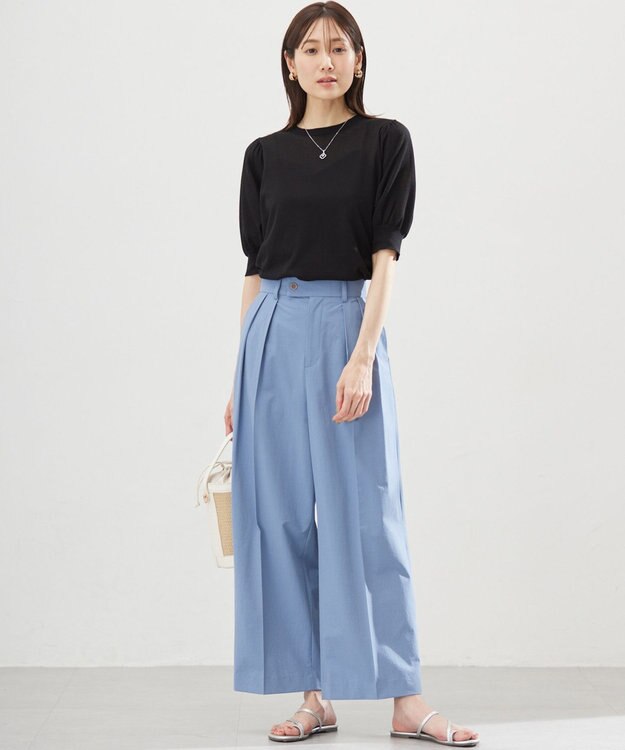 組曲 S スーパーライトストレッチ ワイドパンツ スモーキーブルー系