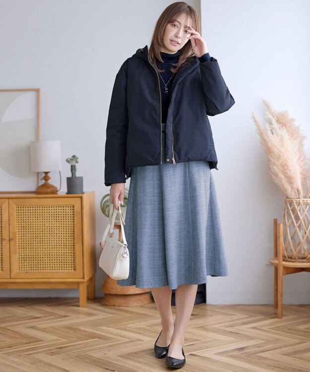 Tiaclasse ウール混ラメタートルネックニット ネイビー