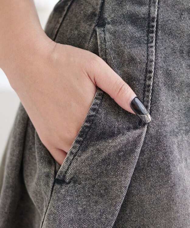 WEGO ヴィンテージウォッシュデニムプリーツスカパン ブラックその他