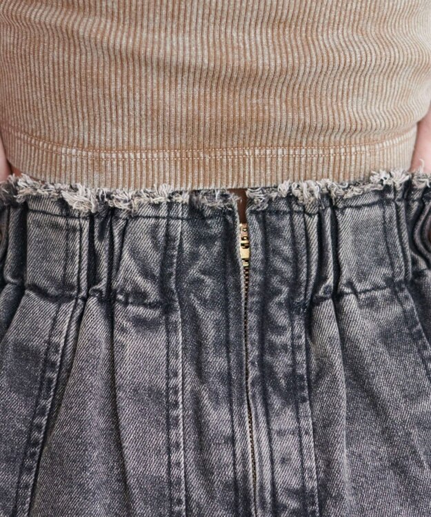 WEGO ヴィンテージウォッシュデニムプリーツスカパン ブラックその他