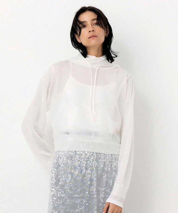 NAVE 【Nave・洗える】シアーニット パーカー ホワイト系