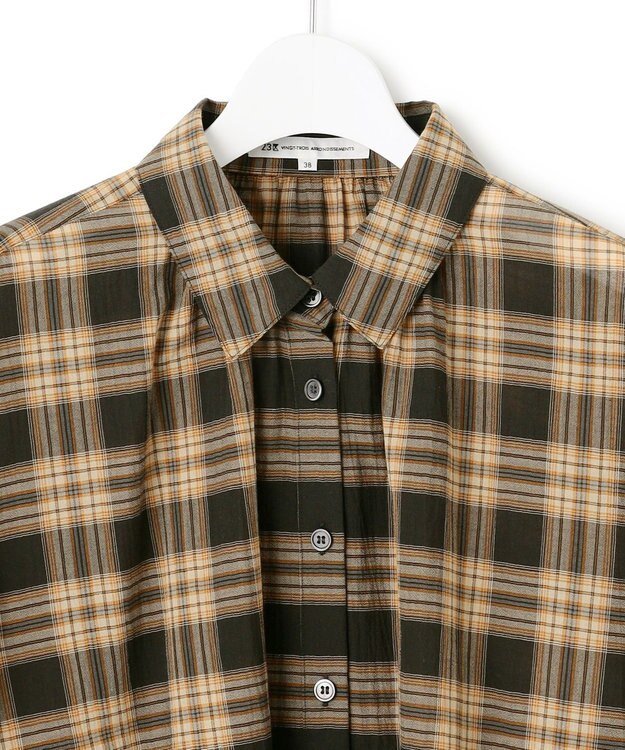 23区 S 【WEB&一部店舗限定】シアーコットン チェック シャツ ブラックチェック