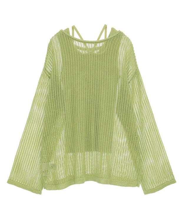 earth music&ecology ＳＥＴ２点メッシュプルオーバー＋タンクトップ Lime Green