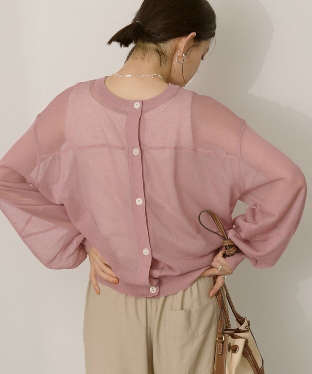 AMERICAN HOLIC 【WEB限定】【接触冷感】2WAYシアーニットカーディガン Pink