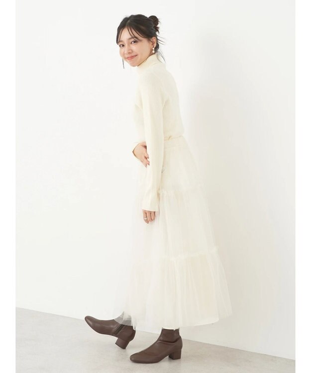 earth music&ecology やわらかタッチリブタートルネックプルオーバー Ivory